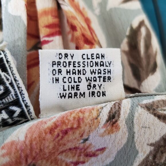 Vintage 90s Dress Womens Size Medium Floral Drop Waist Tie Lace Up Sheer Flowy - Picture 10 of 10